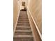 Carpeted stairway with white railings, offering a safe and stylish transition between floors at 2118 Burns View Ln, Lawrenceville, GA 30044