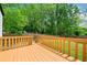 View from wood deck overlooking a lush backyard with mature trees at 428 Tibbetts Se St, Marietta, GA 30060