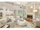 Open-concept living room with fireplace, comfortable seating, and seamless access to the kitchen at 4674 Lakeway Pl, Alpharetta, GA 30005