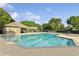 Large community pool with multiple lap lanes perfect for exercise and a covered patio with seating at 230 Bluff Oak Dr, Roswell, GA 30076