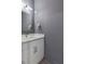 A modern half bath with a granite sink and white cabinets at 1606 Rock Dam Dr # 11, Atlanta, GA 30317
