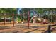 Community playground with swings, slides, and climbing structures is nestled among mature trees at 7491 Hilltop Way, Atlanta, GA 30349