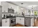 Modern kitchen featuring white cabinets, stainless steel appliances, and a dark countertop at 540 Atwood Sw St, Atlanta, GA 30310