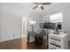 Bright office featuring a modern desk, hardwood floors, ceiling fan and lots of natural light at 2174 Basque Se Dr, Smyrna, GA 30080