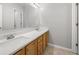 Bright bathroom with double sink vanity and shaker cabinets at 4914 Brown Leaf Dr, Powder Springs, GA 30127