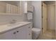 Bright bathroom with vanity and storage and seamless access to other parts of the house at 5045 Huntwood Way, Roswell, GA 30075