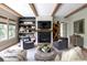 Comfortable living room with a fireplace, built-in shelves, and neutral decor at 225 Blueberry Rdg, Milton, GA 30075