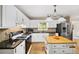 Beautiful kitchen with white cabinetry, stainless appliances, granite counters, backsplash, and center island at 320 Williamsburg Cir, Mcdonough, GA 30253
