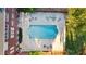 Aerial view of a backyard pool area with ample seating and a well-maintained patio at 1477 Highway 85 Connector, Brooks, GA 30205