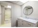 Bathroom showcasing a white vanity with marble countertop and a glass-enclosed shower at 170 Mark Nw Trl, Sandy Springs, GA 30328