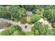 Aerial view of the house surrounded by mature trees in a quiet cul-de-sac at 5460 Lichenhearth Ct, Stone Mountain, GA 30087