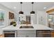 Modern kitchen island featuring stainless steel appliances, pendant lighting, and an open layout at 1275 Mayfield Rd, Milton, GA 30009