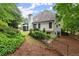 Backyard featuring a patio area surrounded by mature landscaping at 725 Danbridge Way, Roswell, GA 30076
