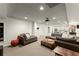 Finished basement with media area, kitchen and projector screen for entertaining at 725 Danbridge Way, Roswell, GA 30076