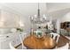 Cozy dining area with wood table, chandelier, and kitchen access at 725 Danbridge Way, Roswell, GA 30076