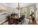 Formal dining room with elegant chandelier and ample natural light at 725 Danbridge Way, Roswell, GA 30076