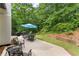 Inviting patio area featuring outdoor seating, a grill, and lush landscaping perfect for relaxation and entertaining at 725 Danbridge Way, Roswell, GA 30076