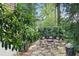 Backyard featuring outdoor seating around a firepit, bordered by lush greenery at 820 Wilson Nw Rd, Atlanta, GA 30318