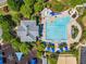 Aerial view showcases community pool, splashpad, playground, volleyball and basketball courts at 121 Brendylynn Trce, Woodstock, GA 30188
