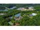 Aerial view of community amenities featuring tennis courts and a pool with lake views surrounded by lush trees at 3501 Great Sky Pkwy, Canton, GA 30114