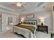 Charming bedroom with a tray ceiling, ensuite bathroom access, and stylish decor at 4485 Cadmium Dr, Cumming, GA 30040