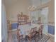 Inviting dining room open to the living area with a chandelier and wainscoting detail at 690 Winding River Dr, Lawrenceville, GA 30046