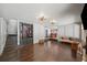 Living room with hardwood floors, fireplace, and built-in shelves at 1880 Redbourne Dr, Atlanta, GA 30350