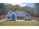 Charming two-story home with blue siding, stone accents, and professionally landscaped front yard at 401 Night Hawk Ct, Canton, GA 30114