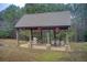 Community picnic pavilion with seating, BBQ and stone pillars set in a wooded area at 401 Night Hawk Ct, Canton, GA 30114