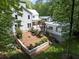 Aerial backyard view showing a patio, and outdoor building at 230 Pebble Trl, Alpharetta, GA 30009