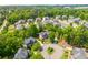 Scenic aerial view of a neighborhood with lush trees, well-maintained homes, and manicured lawns at 7048 Bennington Ln, Cumming, GA 30041