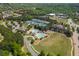 Aerial view of a community recreation area with tennis courts, pool, and green space at 7048 Bennington Ln, Cumming, GA 30041