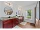 Bathroom featuring double sinks, granite countertops, and separate shower and tub at 2265 Venture Dr, Marietta, GA 30062