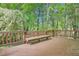 Wooden deck with built-in bench overlooks wooded backyard at 2034 Starfire Ne Dr, Atlanta, GA 30345