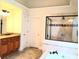 Bright bathroom featuring a tiled shower, separate tub, and granite countertop vanity at 3306 Chastain Ridge Dr, Marietta, GA 30066