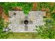 Overhead view of stone patio area with firepit and outdoor seating at 445 Boulder Crest Trl, Villa Rica, GA 30180