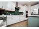 Well-lit kitchen features modern stainless steel appliances, white cabinets, and a striking green tile backsplash at 445 Boulder Crest Trl, Villa Rica, GA 30180