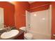 This bathroom offers a vanity, toilet, and shower-tub combo, creating a functional space at 3479 Lake Forge Dr, Fairburn, GA 30213