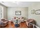 Cozy sitting room with comfortable seating, hardwood floors, and plenty of natural light at 1055 Chelsey Way, Roswell, GA 30075