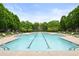 Large community pool surrounded by lush greenery and comfortable lounge chairs at 11187 Calypso Dr # 12, Alpharetta, GA 30009