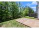 Green backyard featuring a patio, lush greenery, and privacy fence at 118 Woodhouse Cir, Acworth, GA 30102