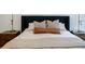 Close up of the main bedroom bed with soft pillows and end tables with stylish lamps at 1076 Green St, Roswell, GA 30075