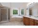 Main bathroom with separate shower and a jacuzzi tub offering a spa-like experience at 1529 Shiloh Manor Ct, Marietta, GA 30066