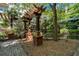 Charming courtyard featuring a wooden pergola, brick columns, and lush landscaping at 1850 Cotillion Dr # 4306, Dunwoody, GA 30338