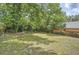 Large backyard with green grass and lots of trees offering privacy and room to roam at 1002 Ira Sw St, Atlanta, GA 30310