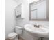 Charming half bath with a pedestal sink, storage cabinet, and classic fixtures at 1468 Briarwood Ne Rd # 2003, Atlanta, GA 30319