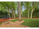 Expansive backyard featuring a swing, trampoline, and lush green grass surrounded by mature trees at 1768 San Andra Dr, Marietta, GA 30062