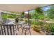 Tranquil backyard patio with dining table, lush gardens, and covered space offering a serene outdoor experience at 3415 Trickum Rd, Woodstock, GA 30188