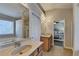 Bathroom with dual vanity, tub, and shower, with a view into the main bedroom at 2505 Thackery Ct, Cumming, GA 30041