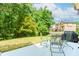 Inviting backyard patio featuring a dining set and lush green landscaping at 674 Chadmon Court Trce, Dacula, GA 30019